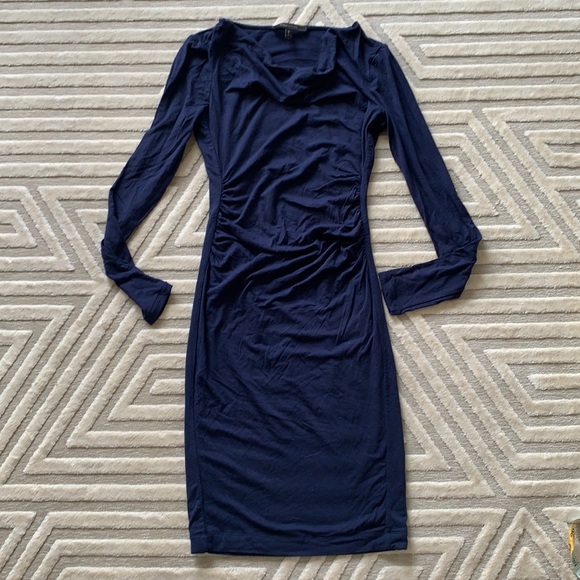 bcbg blue ruched dress BCBGMAXAZRIA Women's Ruched Metallic Minidress
